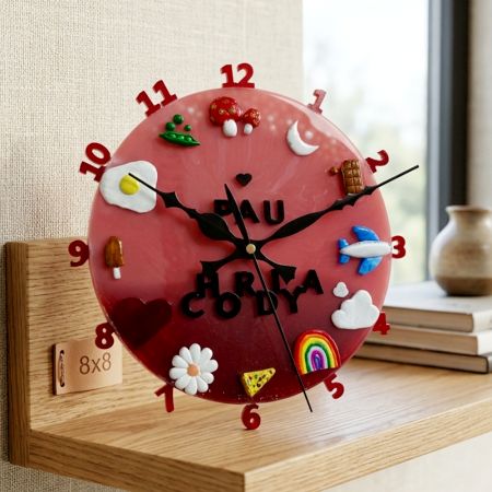 Handmade MDF Wood Clay Pau Chody Wall Clock